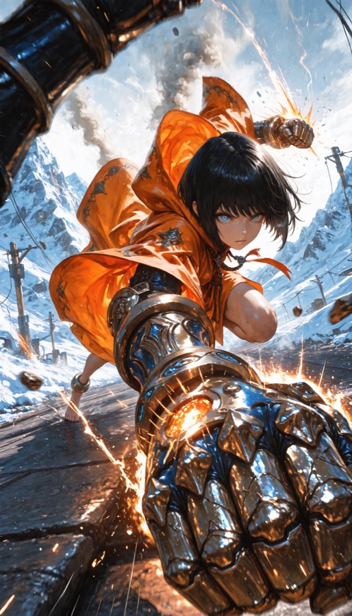 Amazing Fantasy - schnee, handschuh KI-Charakter