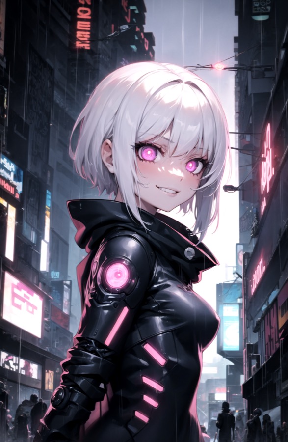 Cyborg Waifu - AI-персонаж контрастный