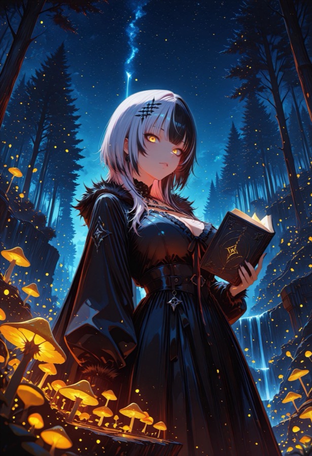 Neues Fantasy-Anime - Kontrastreich KI-Charakter