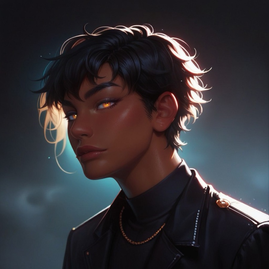 Ren Fujishiro - ojos dorados, chaqueta negra Personaje IA