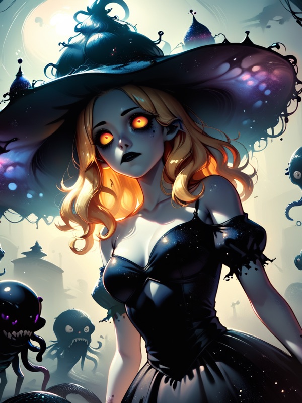 Furry Horror Raven Witch - Kontrastreich KI-Charakter