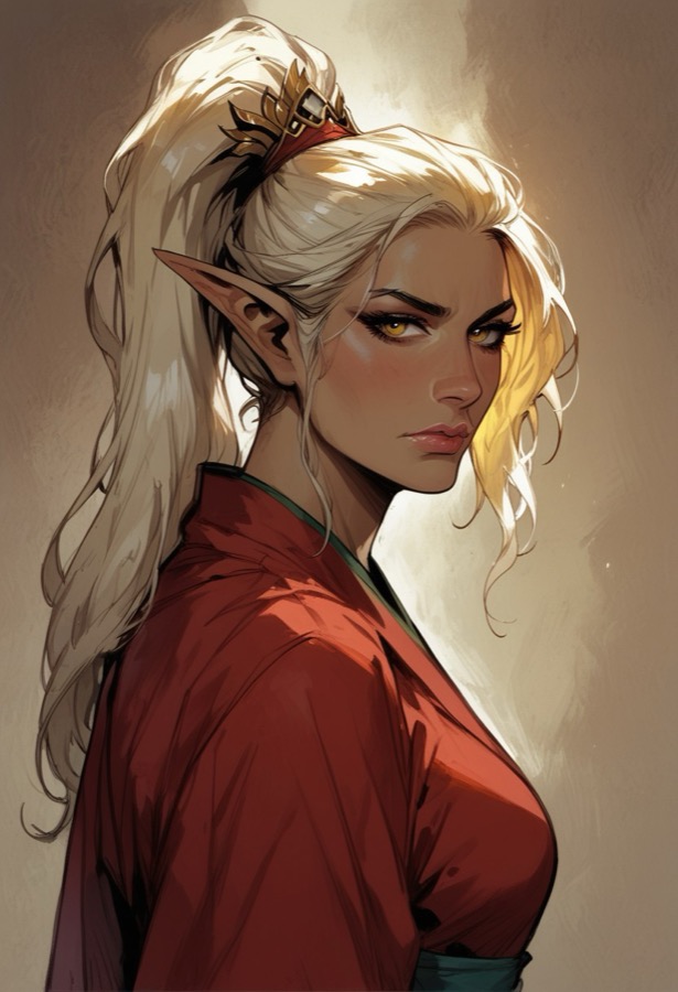 Serayn of the Thornwell - personaje IA de contraste