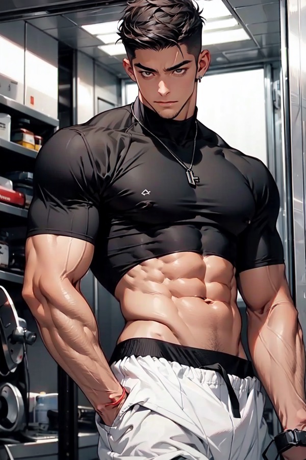 Caballero del gimnasio - personaje IA de contraste