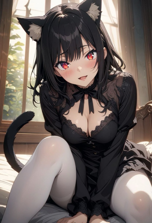 Yandere-Katzenmädchen - Kontrastreich KI-Charakter