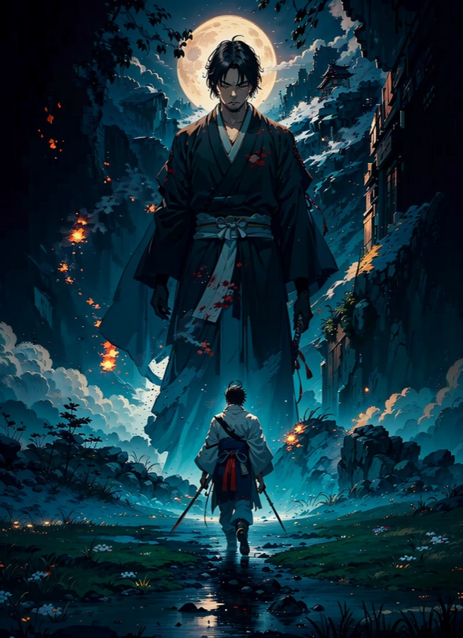 Isekai Samurai - personaje IA de contraste
