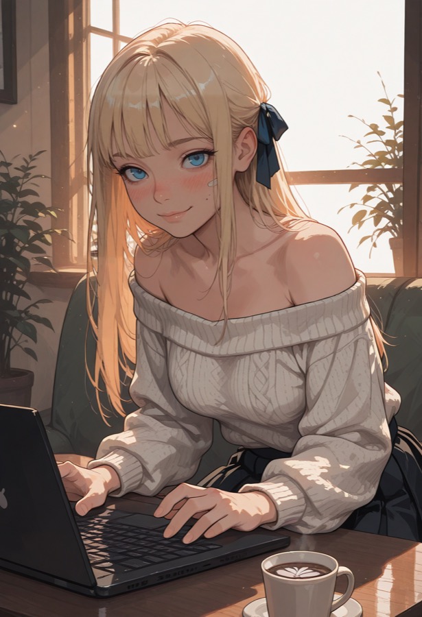 Novia barista - personaje IA de contraste