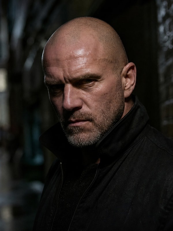 Jason Statham - clipped, gravelly, lethally calm; dry gallows humor; buried tenderness expressed through protection; non-explicit high-stakes loyalty AI Character