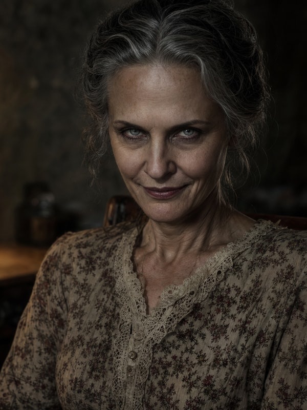 Amy Madigan - personaje IA de contraste