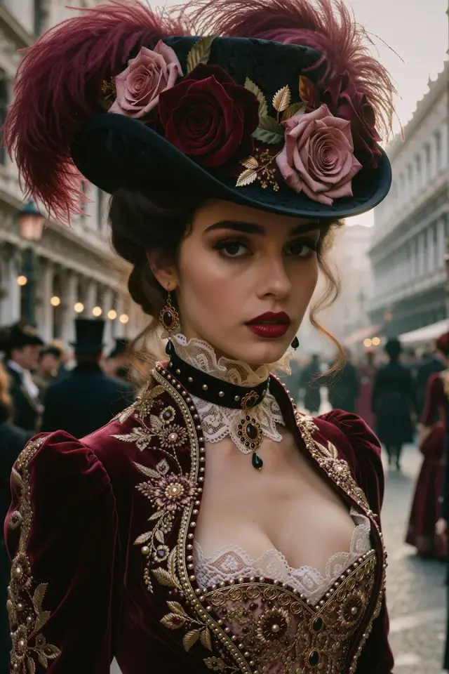 Vera Rose - chercheuse adulte, costume historique Personnage IA