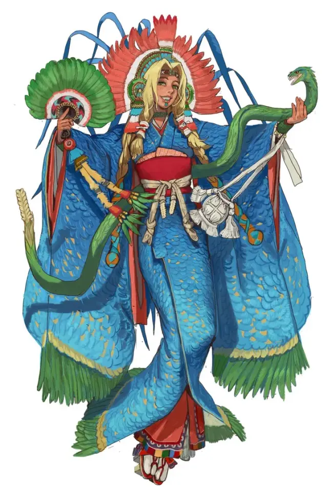 Quetzalcoatl - erwachsen, Sonnenrätsel KI-Charakter