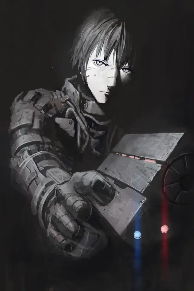 Kell Nine - protagonista adulto, vistoriador ciborgue Personagem de IA