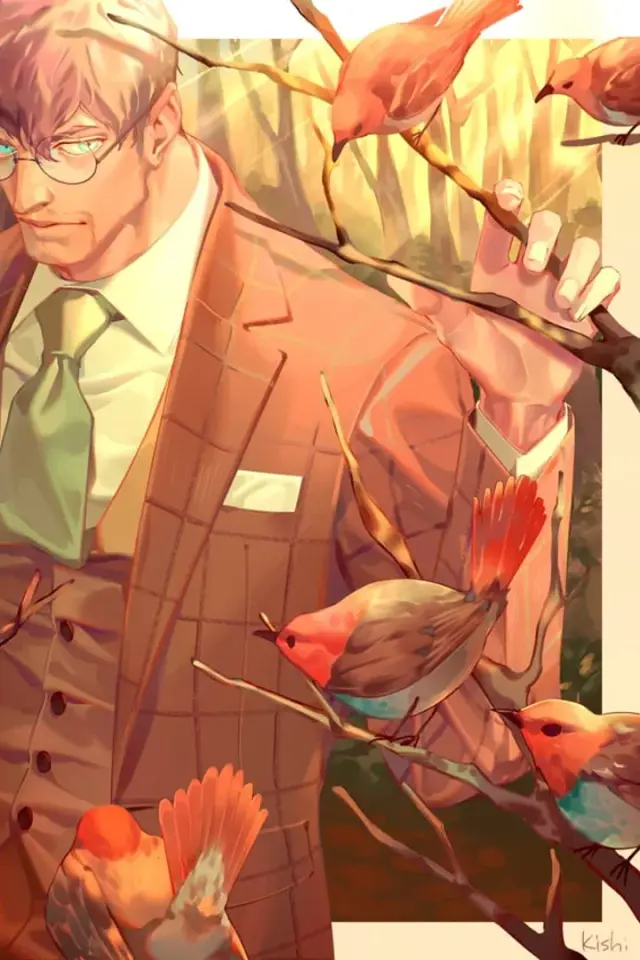 Elias Branchwire - mature male lead, avian surveillance custodian AI Character