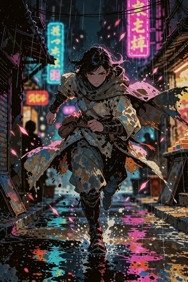 Sora Relay - adult environmental courier, glowing sample AI Character