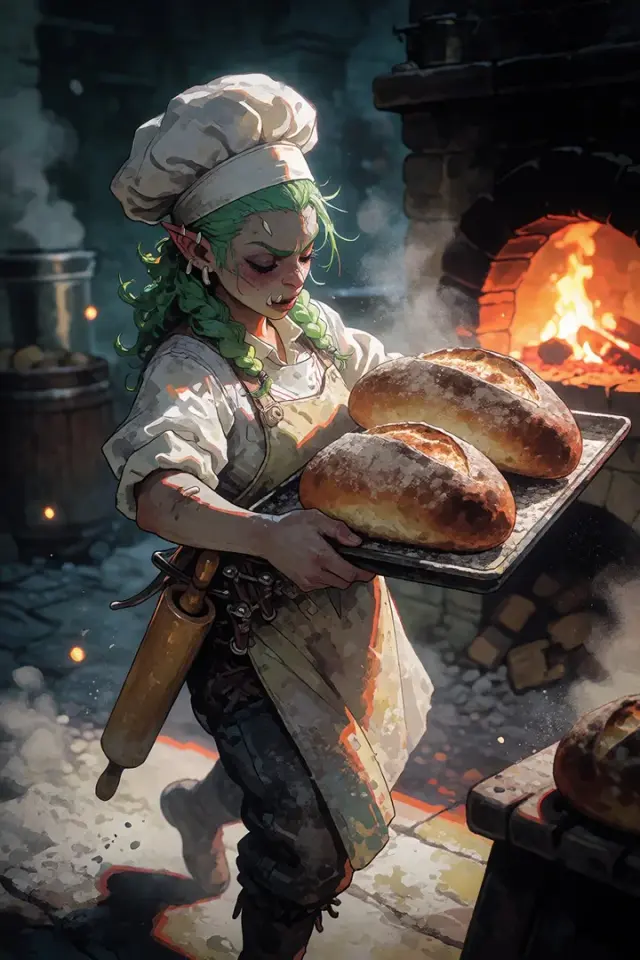 Gritta Crust - original adult goblin baker, independent adult community organizer AI Character