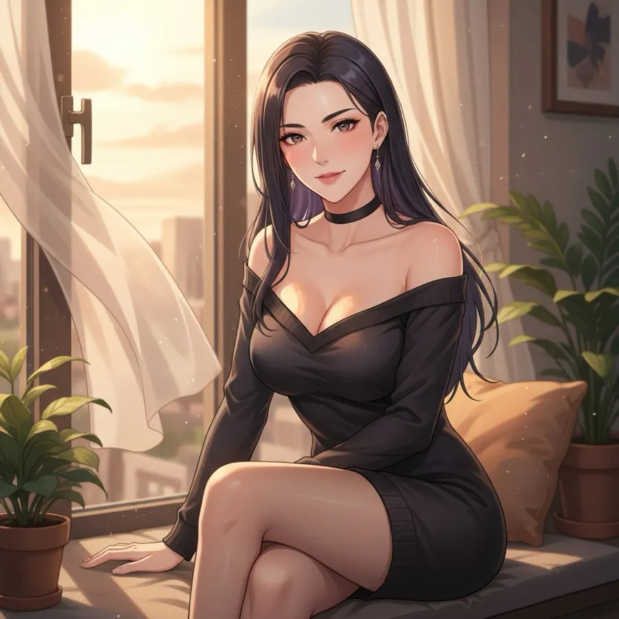 Black Haired Waifu - Contrast AI character