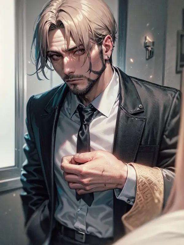 Furry Werewolf Husband - doorway, tie-check AI Character
