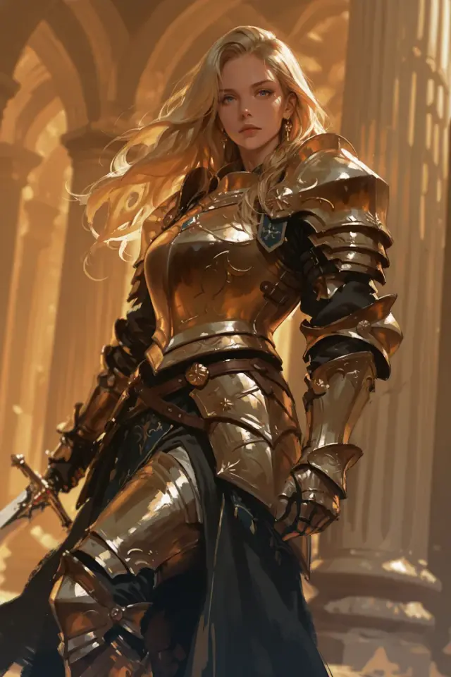 Bria Stone - demonstradora adulta de segurança, armadura instrumentada Personagem de IA