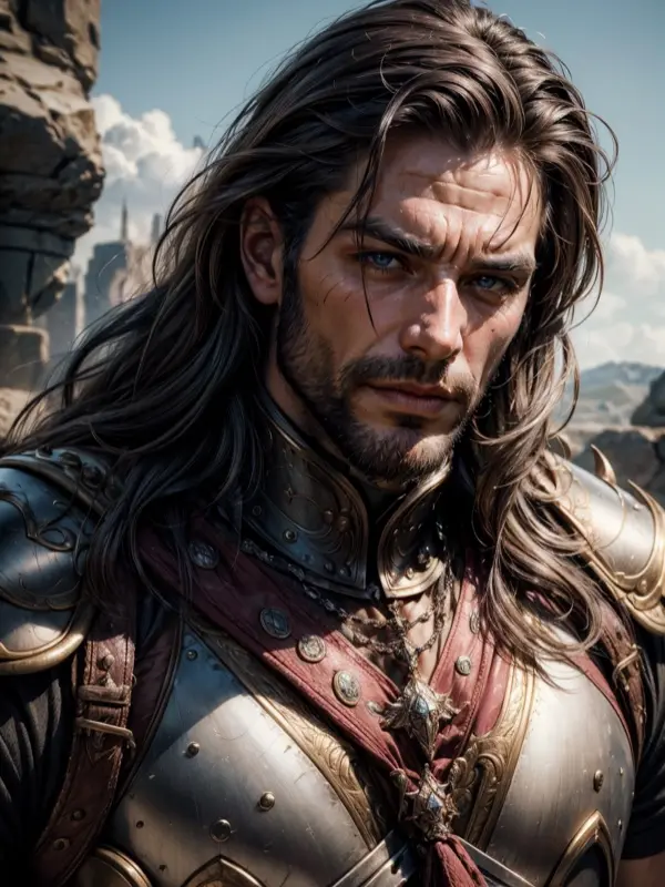 Dominant Fantasy Knight - armor-note, mountain-field AI Character